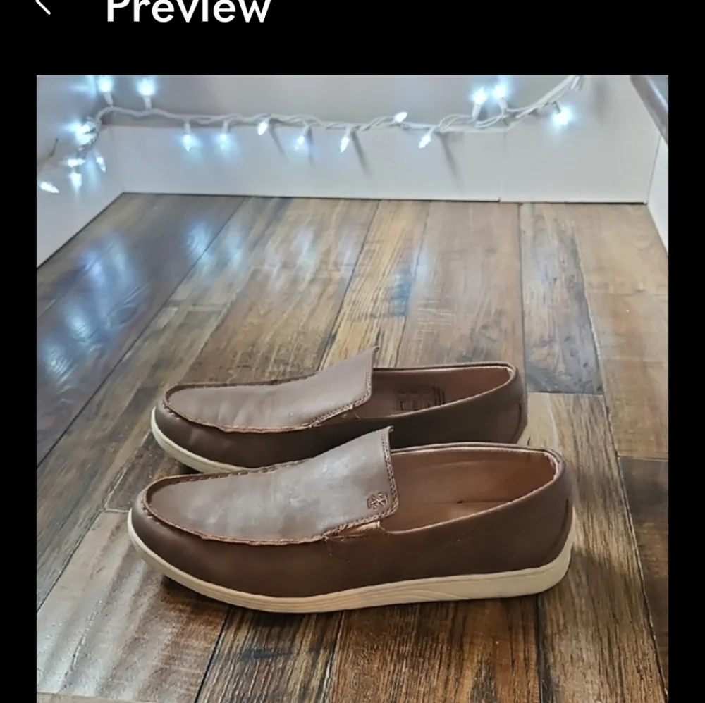 Izod Men's Brown Leather Slip-On Loafers‎